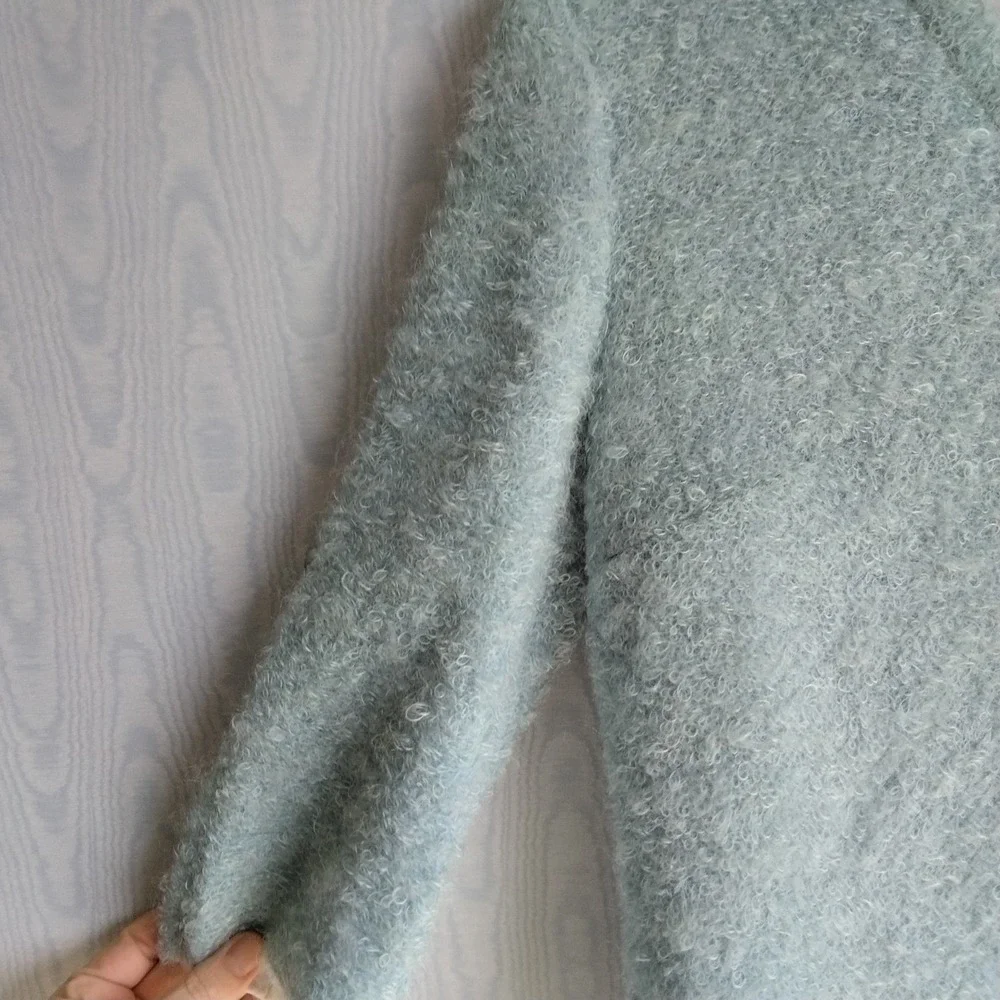 Vintage 1950s Skirt Set XS Handmade Fuzzy Light‎ Blue Pastel Jackie O Chic